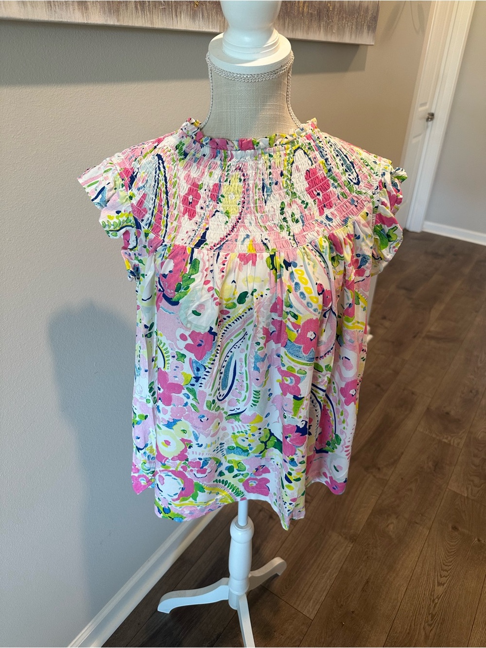 Crown & Ivy 3X Colorful Floral Smocked Top